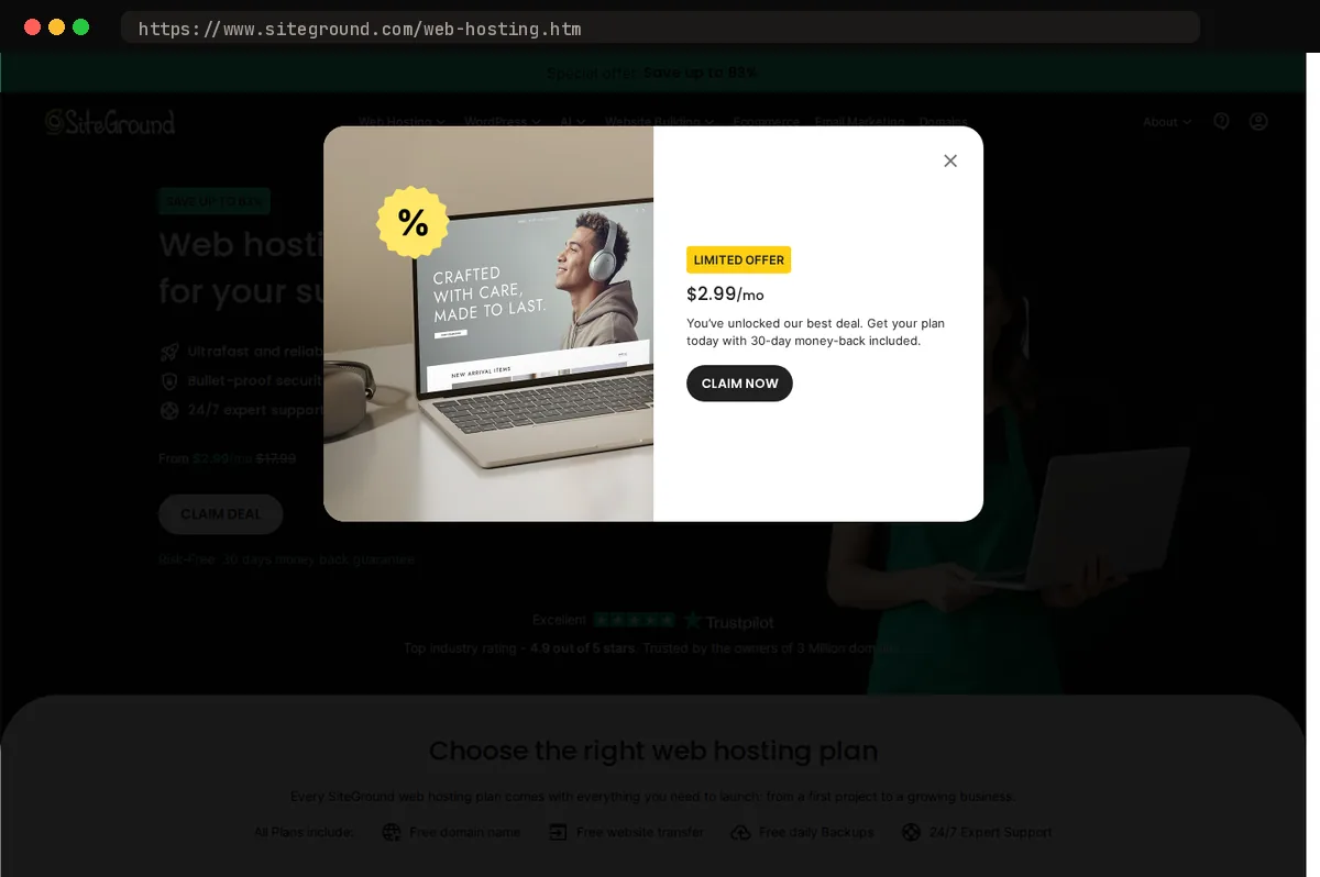 SiteGround homepage, captured October 2026