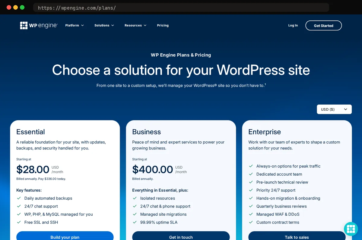 WP Engine homepage, captured October 2026